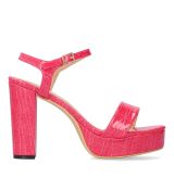 Lakované sandále na platforme. Ružové fuchsia.