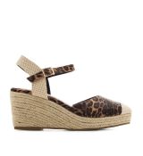 Espadrilky na kline, vzor leopard. Hnedé.