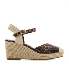 Espadrilky na kline, vzor leopard. Hnedé.