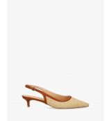 Rafiové lodičky s otvorenou pätou. Hnedobéžové.