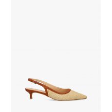 Rafiové lodičky s otvorenou pätou. Hnedobéžové.