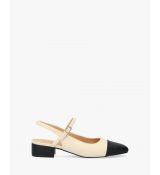 Dvojfarebné lodičky s otvorenou pätou. Čiernobiele. 34 22,5