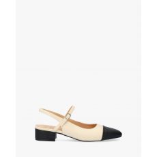 Dvojfarebné lodičky s otvorenou pätou. Čiernobiele.