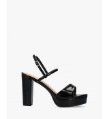 Sandále na platforme, lakované Čierne. 44 28,0