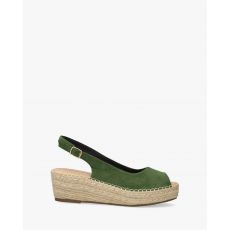 Otvorené espadrilky na kline. Zelené.