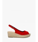 Otvorené espadrilky na kline. Červené.