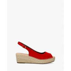 Otvorené espadrilky na kline. Červené.