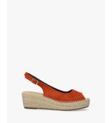 Otvorené espadrilky na kline. Oranžové.