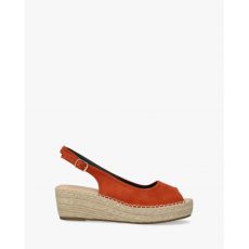 Otvorené espadrilky na kline. Oranžové.