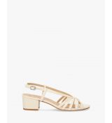 Remienkové sandále, široký nízky podpätok. Svetlobéžové. 34 21,5