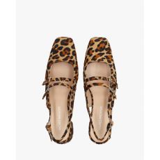 Kožené lodičky s otvorenou pätou. Hnedé leopard.