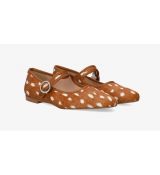 Kožené baleríny s remienkom. Hnedé, bambi. 44 29,5